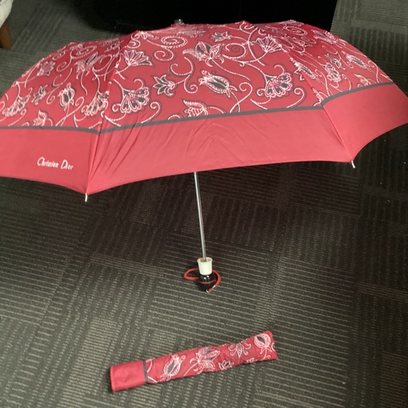 Christian Dior Umbrella RED DESIGN.  Print Multicolor Vintage♥️ - Picture 8 of 12